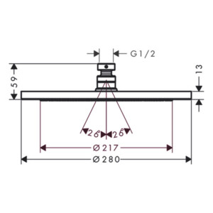 Croma 280 : Over Head Shower; 1-Jet; Brushed Black