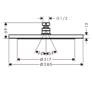 Croma 280: Over Head Shower; 1-Jet; Brushed Bronze