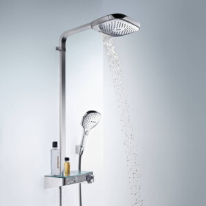 Raindance Select E 300: Shower Pipe For OverHead Shower White/Chrome Plated