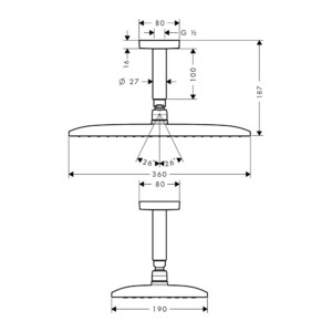 Raindance E360: EcoSmart Overhead Shower, Chrome Plated