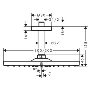 Raindance E 300: OverHead Shower: 1-Jet With Ceiling Connector; Brushed Bronze