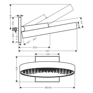 Rainfinity 360: Overhead Shower, Wall-Mounted; 1-Jet: Brushed Bronze