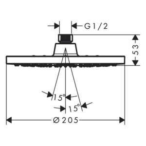 Vernis Blend 200: Overhead Shower; 1-Jet, Chrome Plated