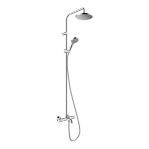 Vernis Blend 200: Shower Pipe With Bath Thermostat; 1-Jet, Chrome Plated