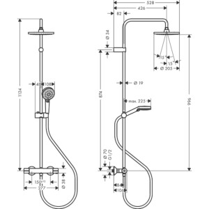 Vernis Blend 200: Shower Pipe With Shower Thermostat; 1-Jet, Chrome Plated