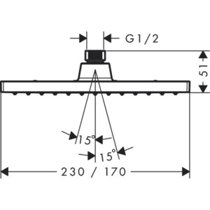 Vernis Shape 200: Overhead Shower; 1-Jet, Chrome Plated