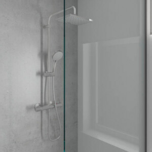 Vernis Shape 230: Shower Pipe With Shower Thermostat; 1-Jet, Chrome Plated