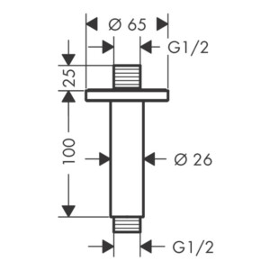 Vernis Blend: Ceiling Connector,DN15, 100mm Chrome Plated