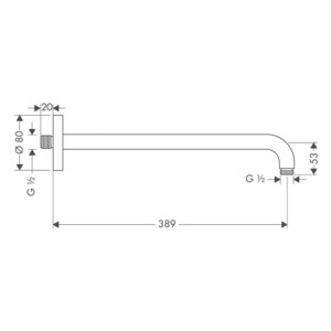 Hansgrohe: Shower Arm: 410mm, Chrome Plated