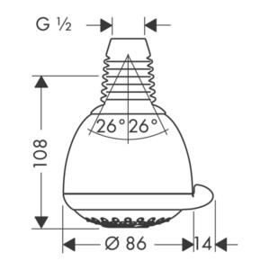 Croma: Shower Head 1 Jet: Chrome Plated