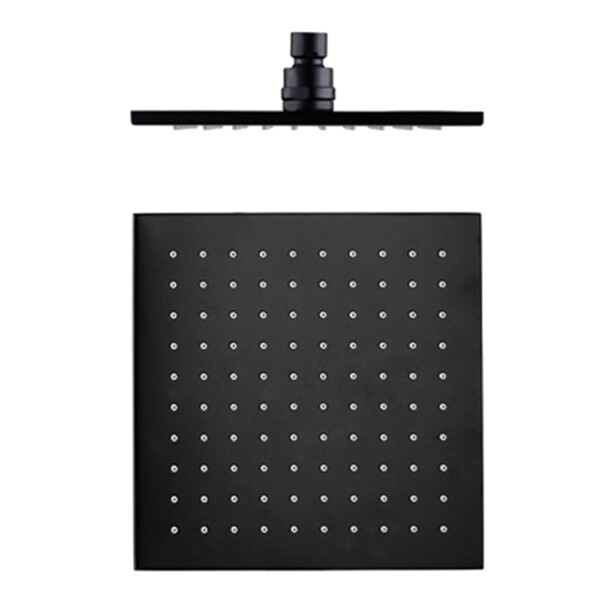 Stainless Steel Square Shower Head; (25x25)cm, Matt Black