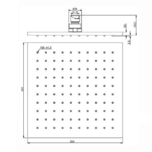 Stainless Steel Square Shower Head; (25x25)cm, Matt Black