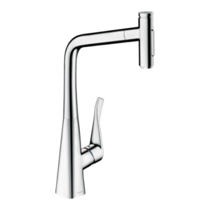 Metris Select M71 320: Sink Mixer With Pull-Out Spray, 2 Jets Box, Chrome Plated