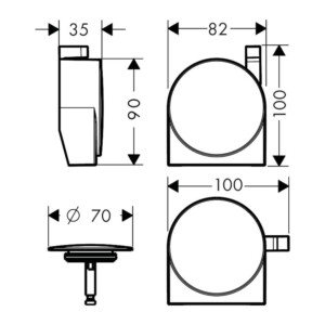 Exafill S Finish Set Bath Filler, Waste And Overflow Set With Spout, Matt Black