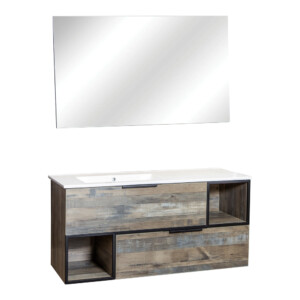Ojans: Bathroom Furniture Set: Vanity Cabinet + Mirror + Ceramic Basin