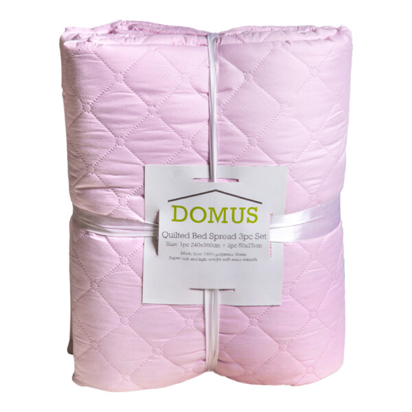 Domus: Quilted Microfiber Bed Spread Set: 3 Pcs: (240x260)cm, Pink