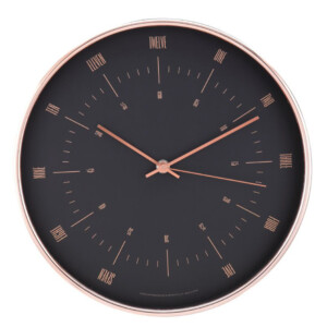 Zafana Wall clock 12'' ; (30x30x4.3)cm, Copper/Black