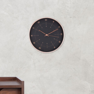Zafana Wall clock 12'' ; (30x30x4.3)cm, Copper/Black