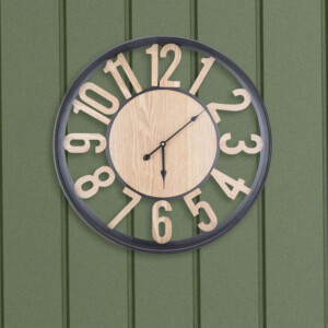 Tayson Wall Clock 23.5" ; (60x6.5x60)cm, Natural/Black