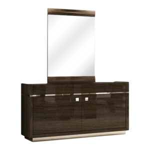Buffet Cabinet; (163x47.5x86)cm + Mirror; (80x120)cm, Dark Maple