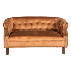 Fabric Sofa: 2-Seater(Love Seat); (142x72x74)cm, Gold Brown