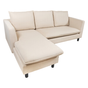 Fabric L-Shaped Sofa With Chaise: (210x90/165x69/83)cm, Beige