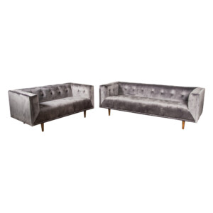 Fabric Sofa; 5-Seater (3+2), Dark Grey