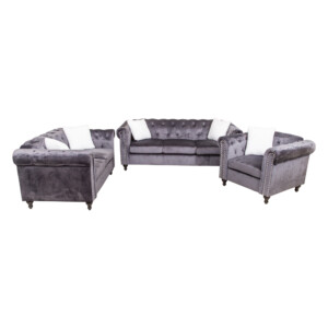 Chesterfield Fabric Sofa 6-Seater(3+2+1), Grey
