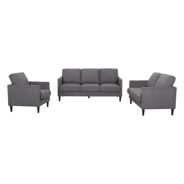 Fabric Sofa Set; 6-Seater (3+2+1), Dark Grey