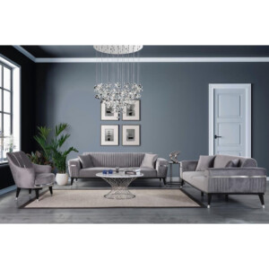 Fabric Sofa Set: 8-Seater; (3+3+1+1), Dark Grey
