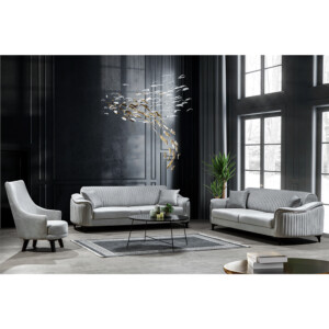 Fabric Sofa Set: 8-Seater; (3+3+1+1), Light Grey