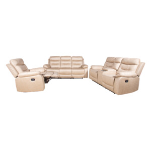 Fabric Recliner Sofa With Console; 6 Seater (3RR+2RR+1R)