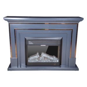 Decorative Fire Place + Heater: (150x32x110)cm, Dark Grey/Gold