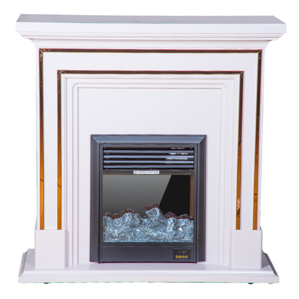 Decorative Fire Place + Heater: (100x32x100)cm, Gold