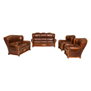 Leather Sofa: 7-Seater (3+2+1+1), Brown