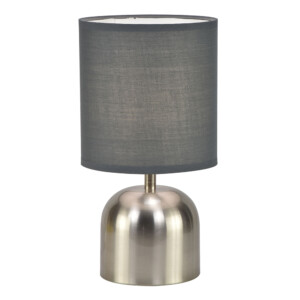 Domus: Metal Table Lamp; 40W, E14x1, Satin Nickel/Warm Grey