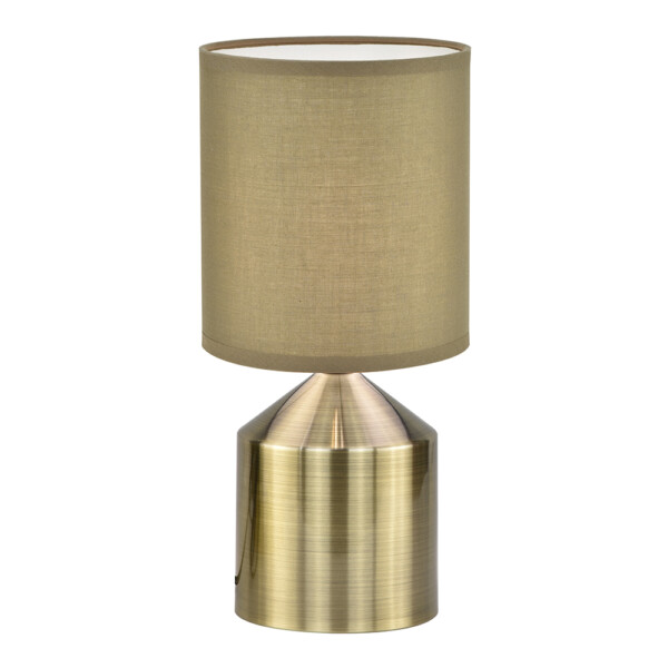 Domus: Metal Table Lamp; 40W, E14x1, Antique Brass/Taupe