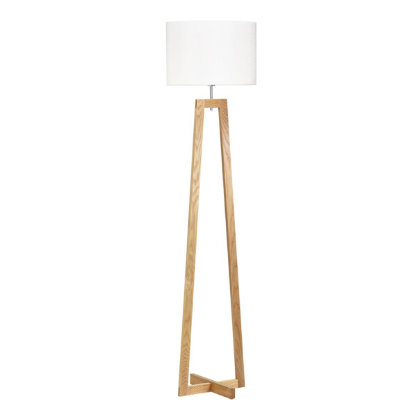 Domus: Wood Floor Lamp; 60W, E27x1, Off White