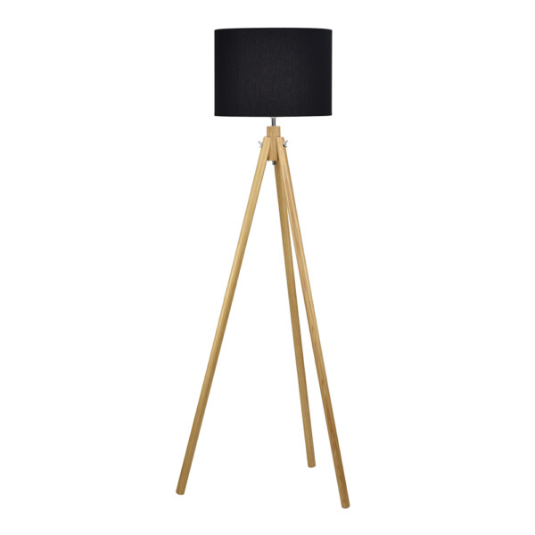Domus: Wood Floor Lamp; 60W, E27x1, Black