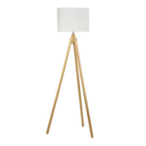 Domus: Wood Floor Lamp; 60W, E27x1, Off White
