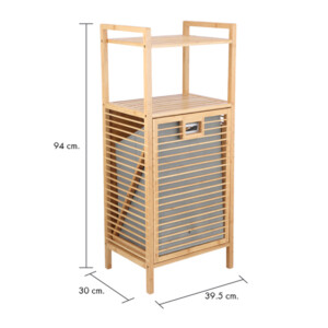 Elvida Storage Shelf + Hamper; (39.5x30x94)cm, Natural