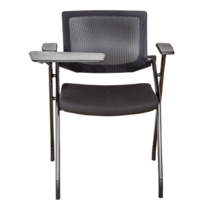 Office Training Chair With Writing Panel: Mesh, Black