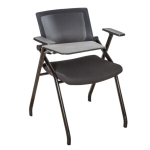 Office Training Chair With Writing Panel: Mesh, Black