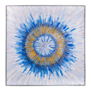 Abstract Blue/Gold Oil Painting with Frame (100x100x2.2)cm