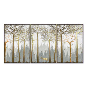 Gold Trees Canvas Painting Set: 3pc, (90x60)cm