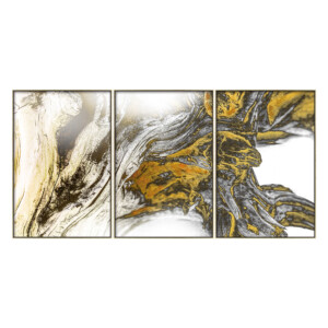 Golden/Grey Abstract Canvas Painting Set: 3pc, (90x60)cm