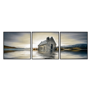 Lake House Landscape Canvas Painting Set: 3pc, (60x60)cm