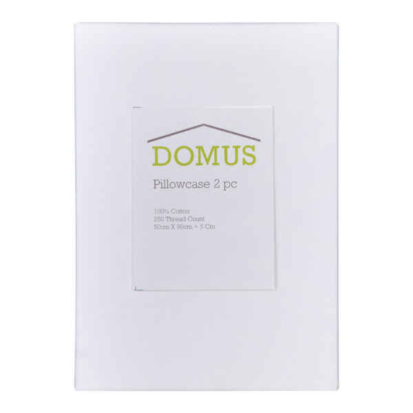 Domus: Pillow Case, 2PC Set: 233TC 100% Cotton in Zipper Bag: (50x75+15)cm