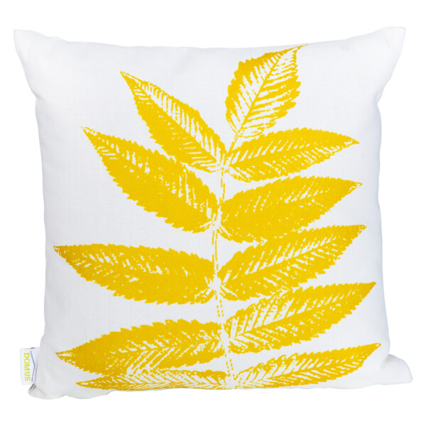 Domus: Palm Leaf Outdoor Pillow; (45x45)cm, Yellow/White