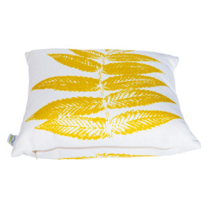 Domus: Palm Leaf Outdoor Pillow; (45x45)cm, Yellow/White